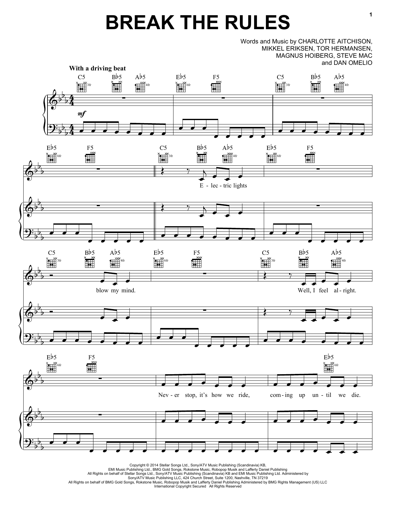 Learn to play Charli XCX Break The Rules sheet music for Piano, Vocal & Guitar Chords (Right-Hand Melody) in minutes. Price: 7.8900$ Charli XCX Break The Rules sheet music notes and chords arranged for Piano, Vocal & Guitar Chords (Right-Hand Melody)