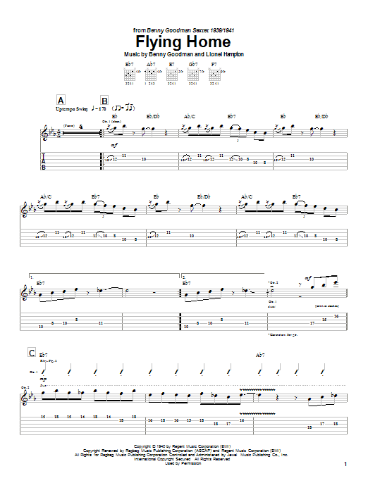 Learn to play Charlie Christian Flying Home sheet music for Guitar Tab in minutes. Price: 7.8900$ Charlie Christian Flying Home sheet music notes and chords arranged for Guitar Tab