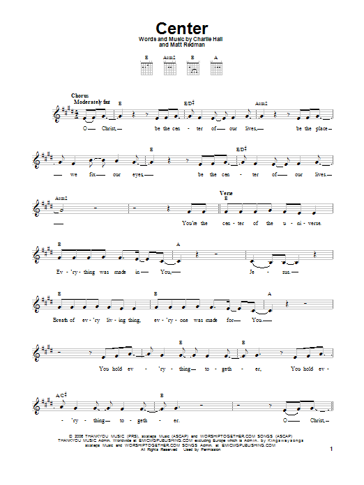 Charlie Hall Center sheet music notes and chords. Download Printable PDF.