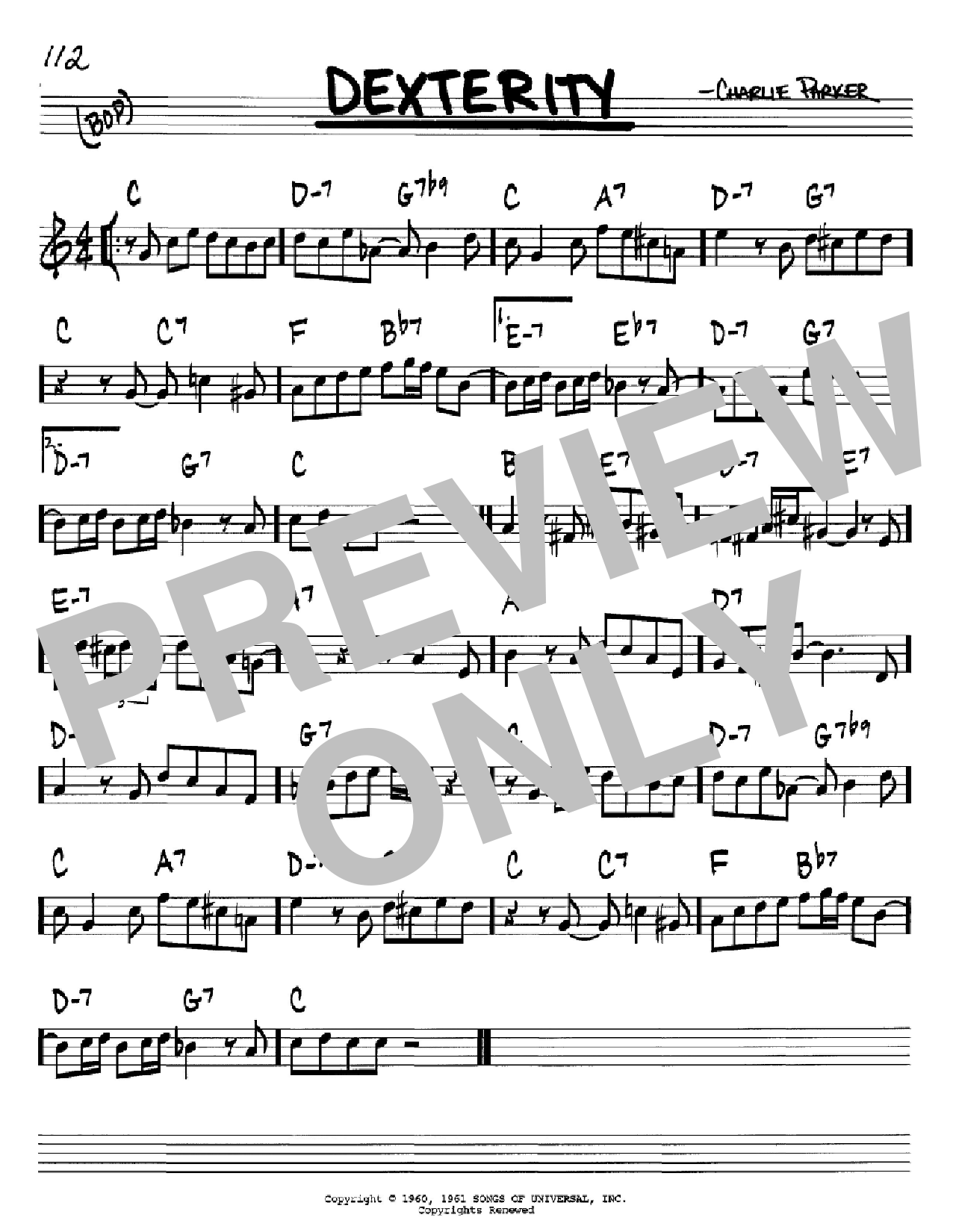 Charlie Parker Dexterity sheet music notes and chords. Download Printable PDF.