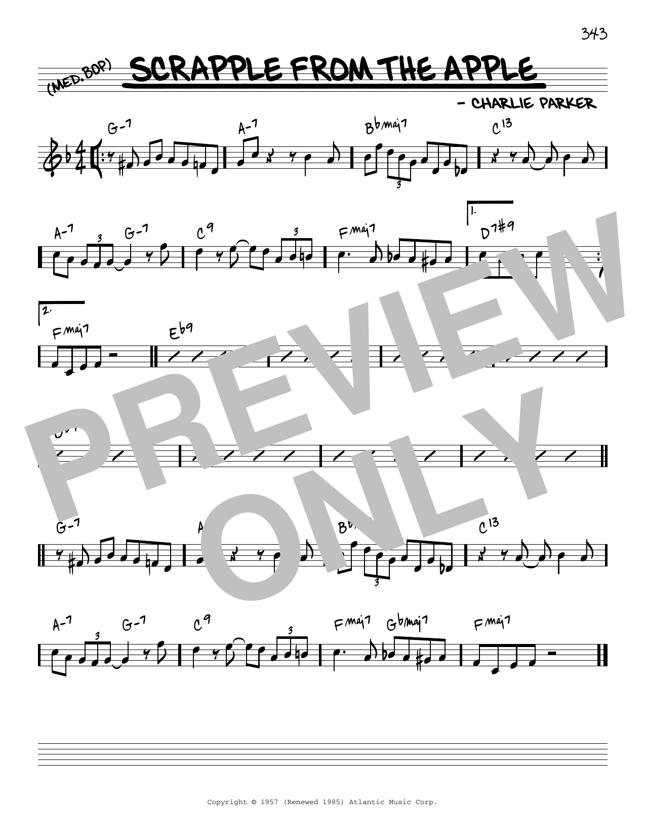 Charlie Parker Scrapple From The Apple [Reharmonized version] (arr. Jack Grassel) sheet music notes and chords arranged for Real Book – Melody & Chords