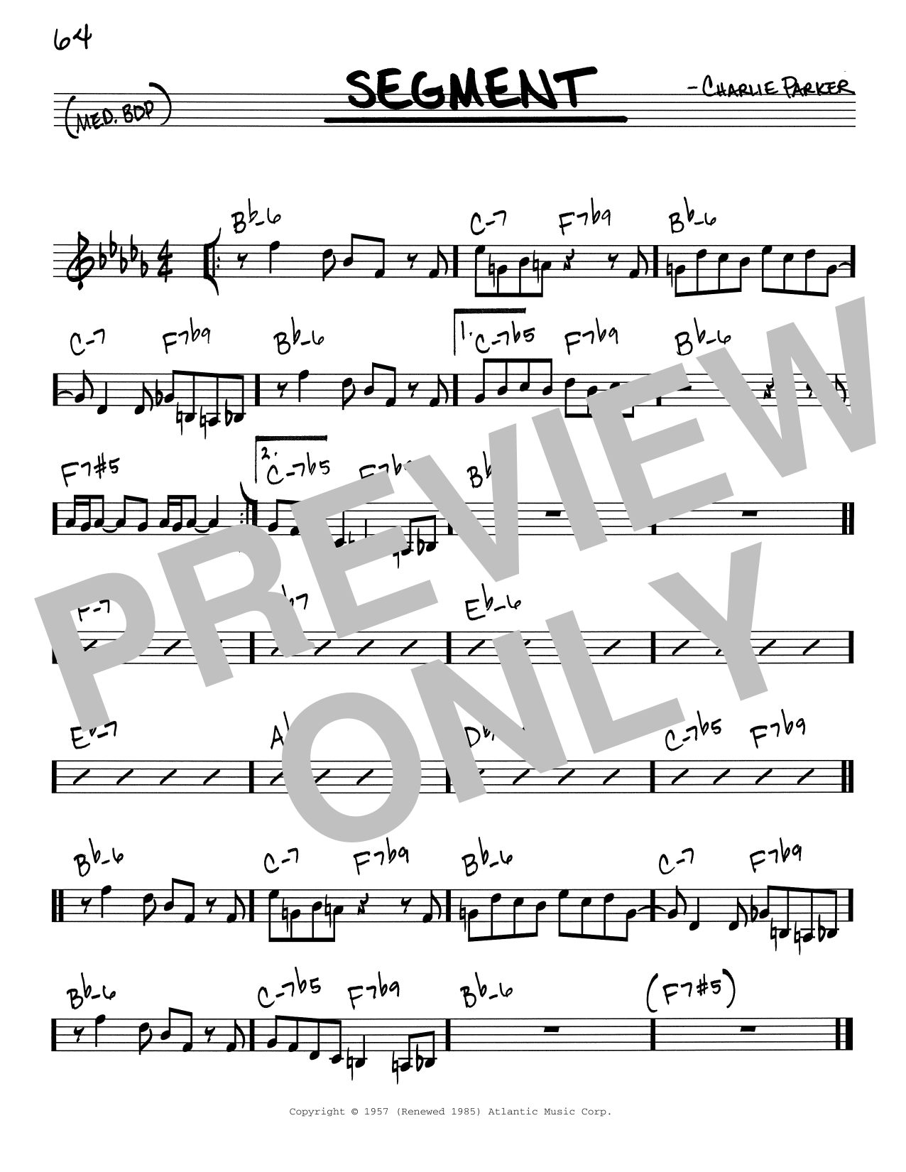 Charlie Parker Segment sheet music notes and chords. Download Printable PDF.