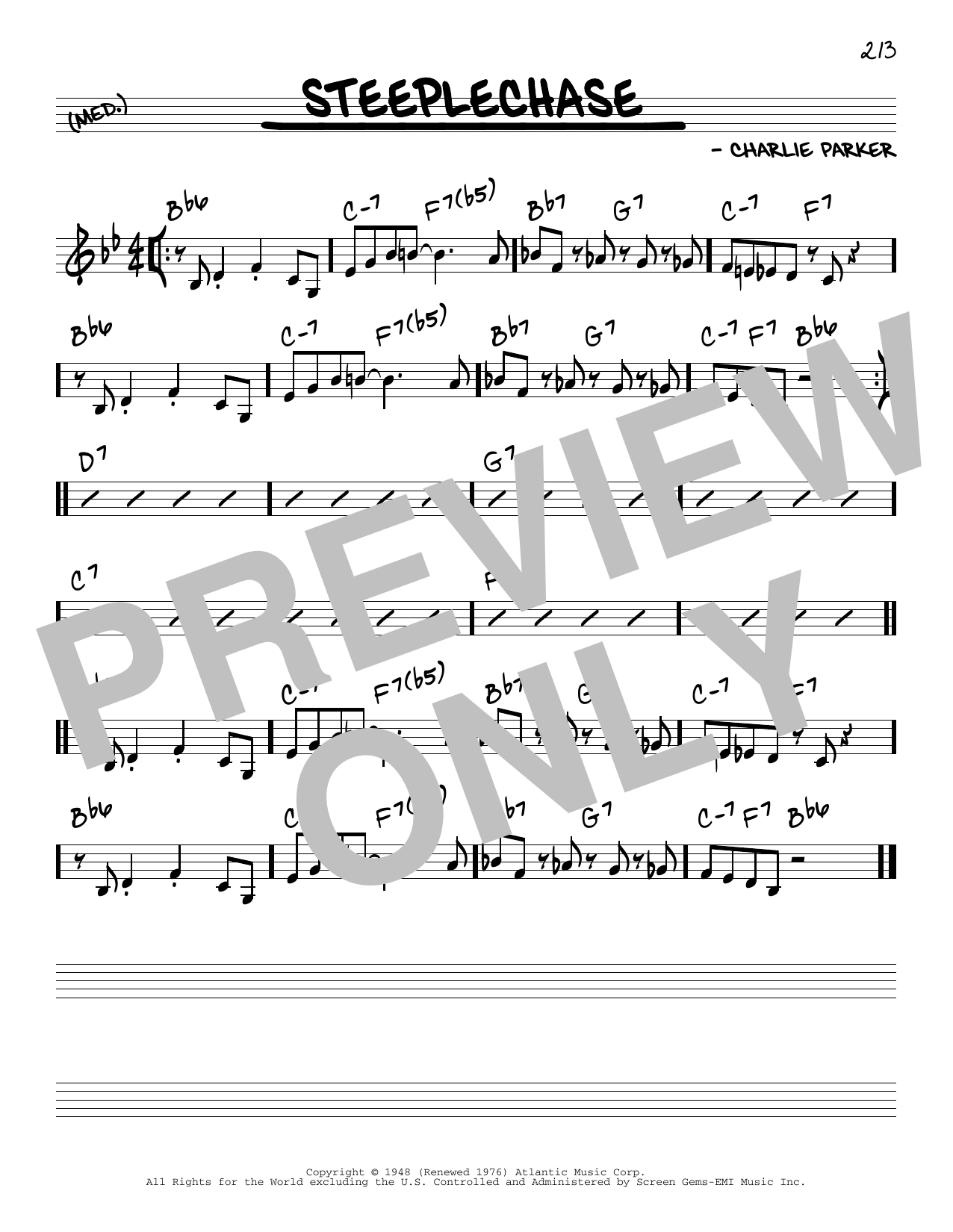 Charlie Parker Steeplechase sheet music notes and chords arranged for Real Book – Melody & Chords – C Instruments