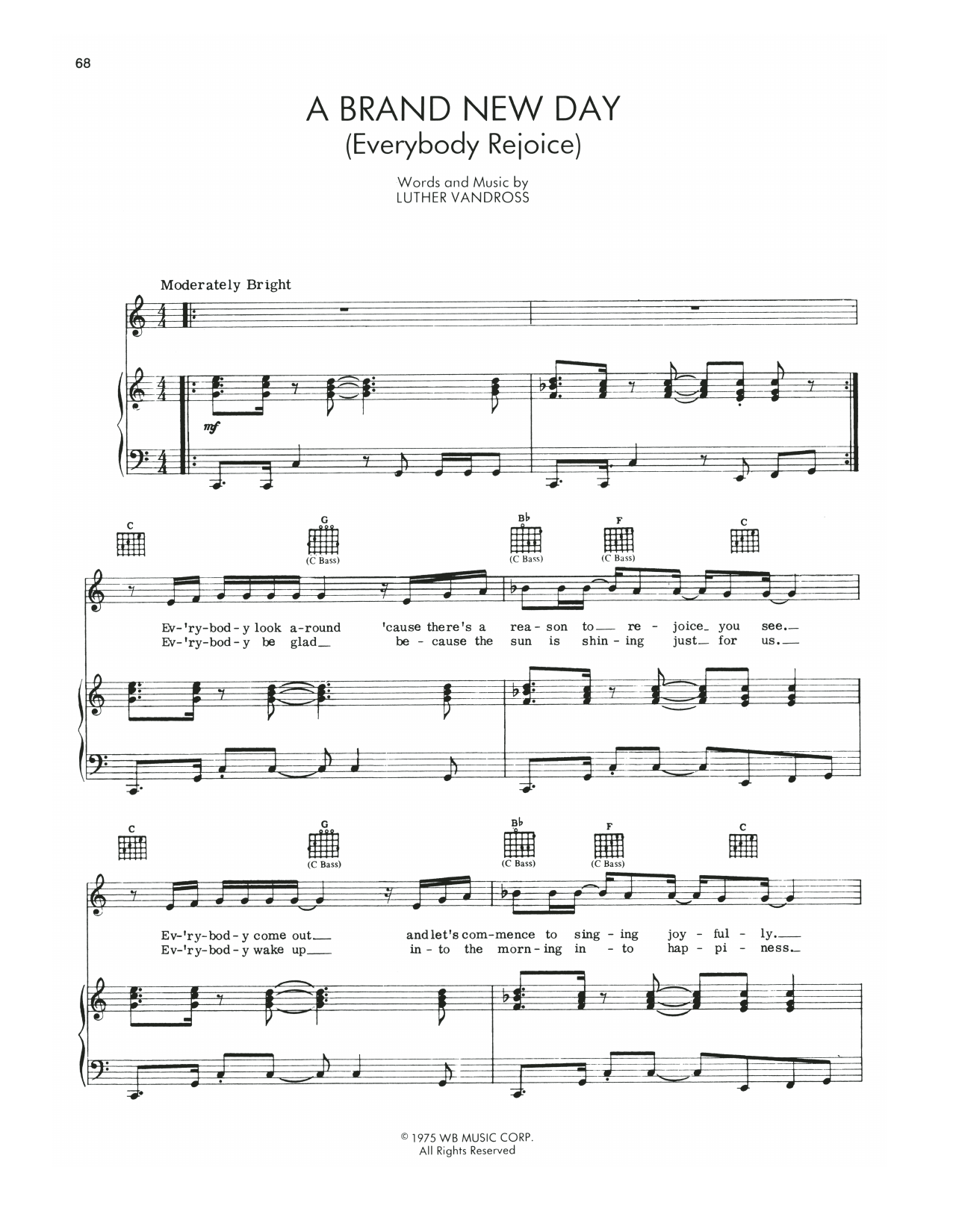 Charlie Smalls A Brand New Day (from The Wiz) sheet music notes and chords. Download Printable PDF.