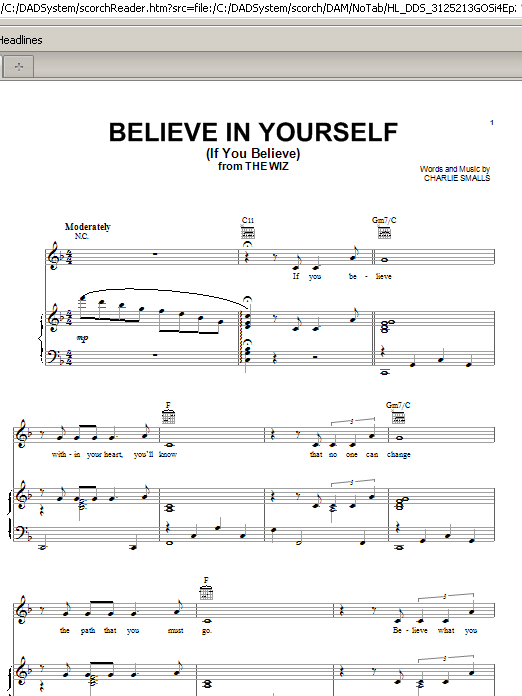 Charlie Smalls Believe In Yourself (If You Believe) sheet music notes and chords. Download Printable PDF.