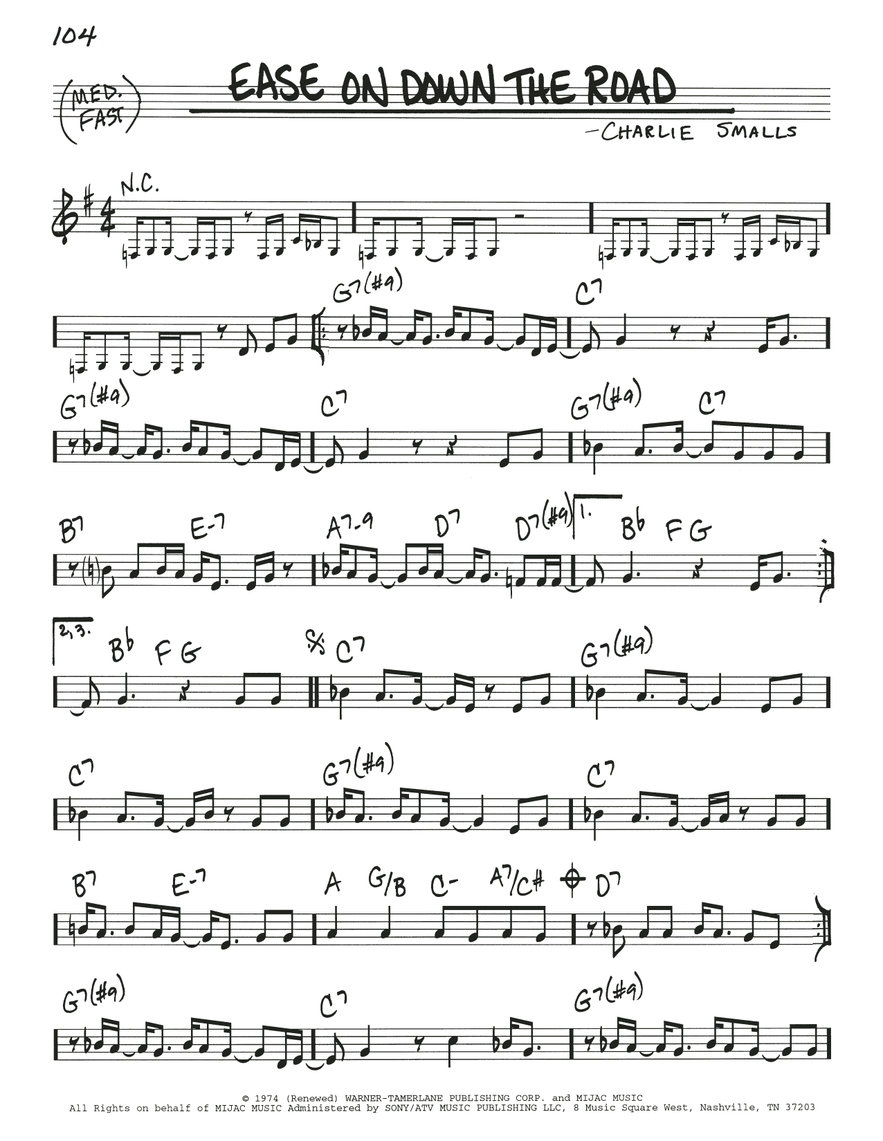 Learn to play Charlie Smalls Ease On Down The Road sheet music for Real Book – Melody & Chords in minutes. Price: 5.9900$ Charlie Smalls Ease On Down The Road sheet music notes and chords arranged for Real Book – Melody & Chords