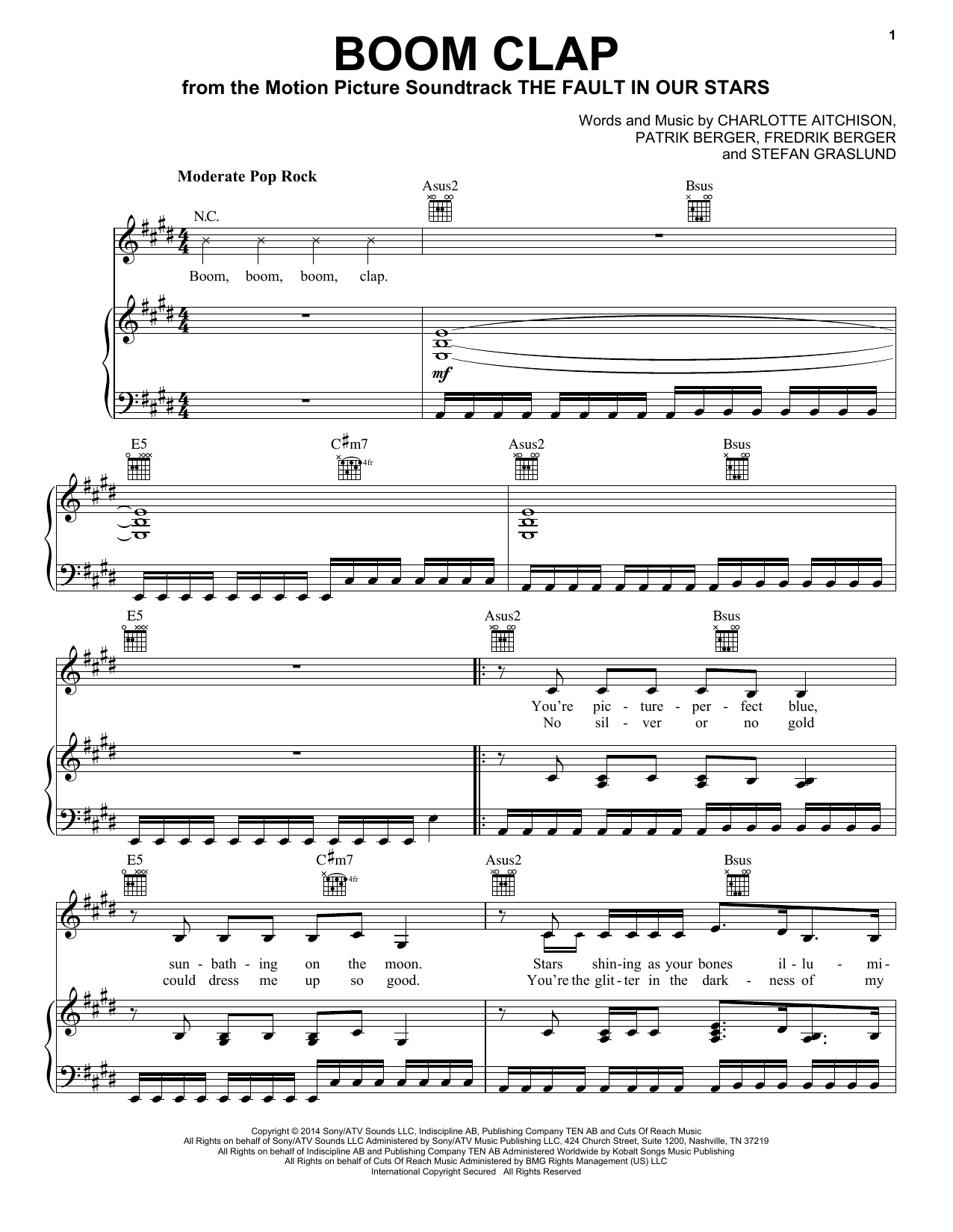 Learn to play Charli XCX Boom Clap sheet music for Piano, Vocal & Guitar Chords (Right-Hand Melody) in minutes. Price: 7.8900$ Charli XCX Boom Clap sheet music notes and chords arranged for Piano, Vocal & Guitar Chords (Right-Hand Melody)