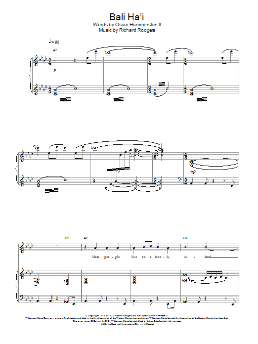Learn to play Charlotte Church Bali Ha'i sheet music for Piano, Vocal & Guitar Chords in minutes. Price: 7.8900$ Charlotte Church Bali Ha'i sheet music notes and chords arranged for Piano, Vocal & Guitar Chords