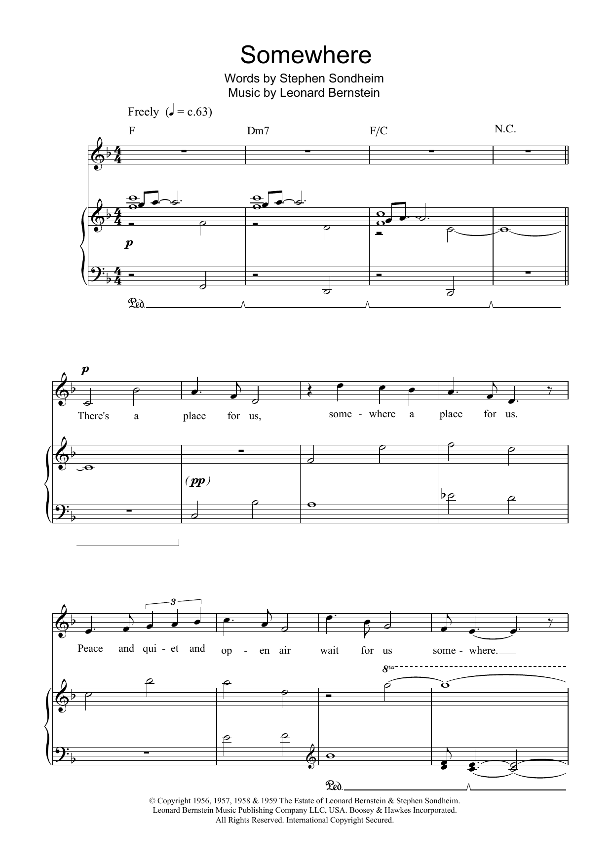 Charlotte Church Somewhere (from West Side Story) sheet music notes and chords. Download Printable PDF.