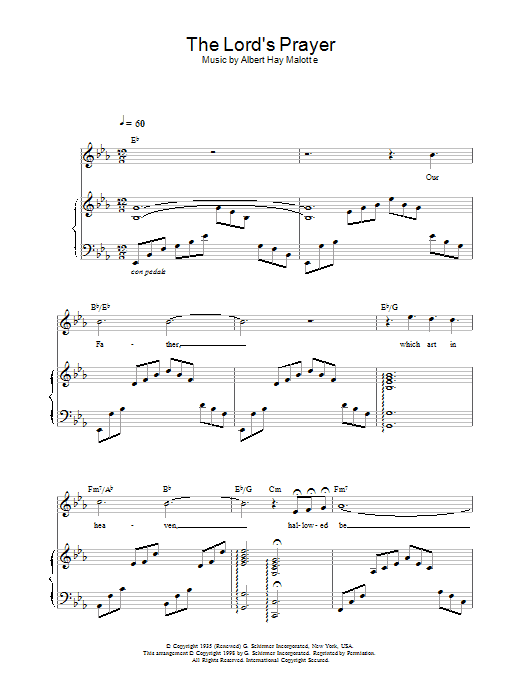 Charlotte Church The Lord's Prayer sheet music notes and chords. Download Printable PDF.