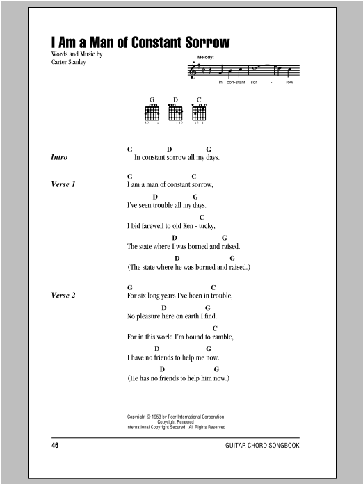 Charm City Devils I Am A Man Of Constant Sorrow sheet music notes and chords. Download Printable PDF.