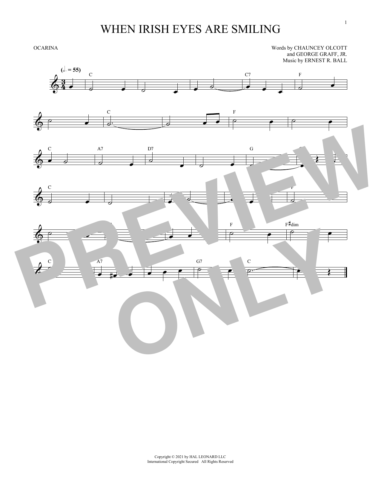 Learn to play Chauncey Olcott When Irish Eyes Are Smiling (arr. Cris Gale) sheet music for Ocarina in minutes. Price: 6.9900$ Chauncey Olcott When Irish Eyes Are Smiling (arr. Cris Gale) sheet music notes and chords arranged for Ocarina