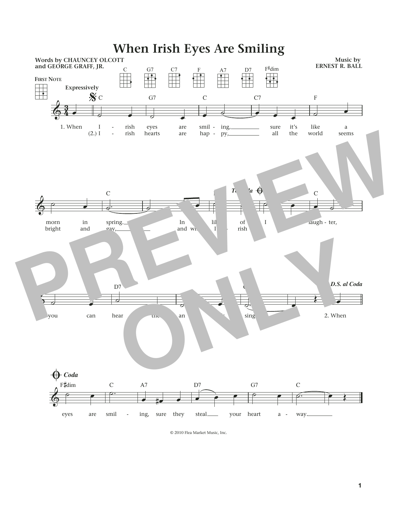 Learn to play Chauncey Olcott When Irish Eyes Are Smiling (from The Daily Ukulele) (arr. Liz and Jim Beloff) sheet music for Ukulele in minutes. Price: 5.9900$ Chauncey Olcott When Irish Eyes Are Smiling (from The Daily Ukulele) (arr. Liz and Jim Beloff) sheet music notes and chords arranged for Ukulele