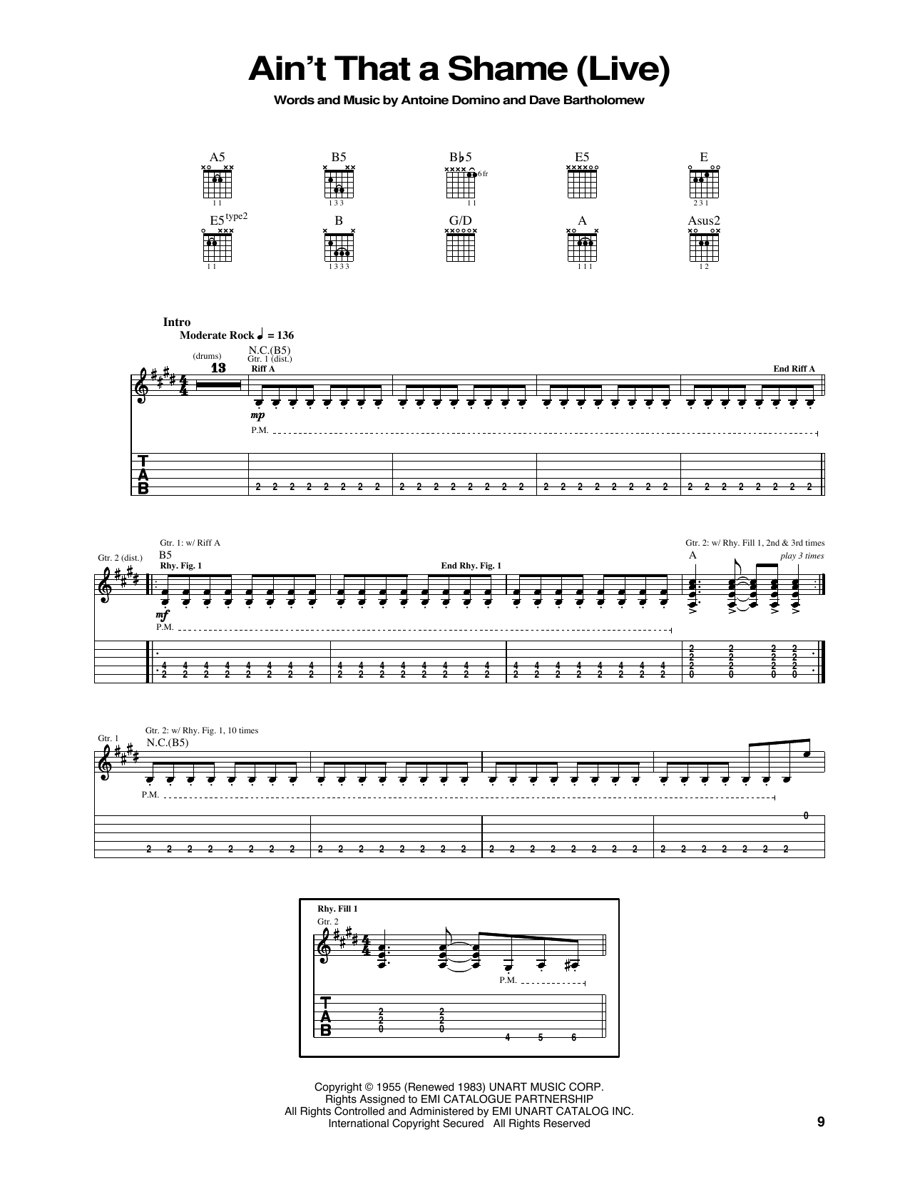 Cheap Trick Ain't That A Shame sheet music notes and chords. Download Printable PDF.