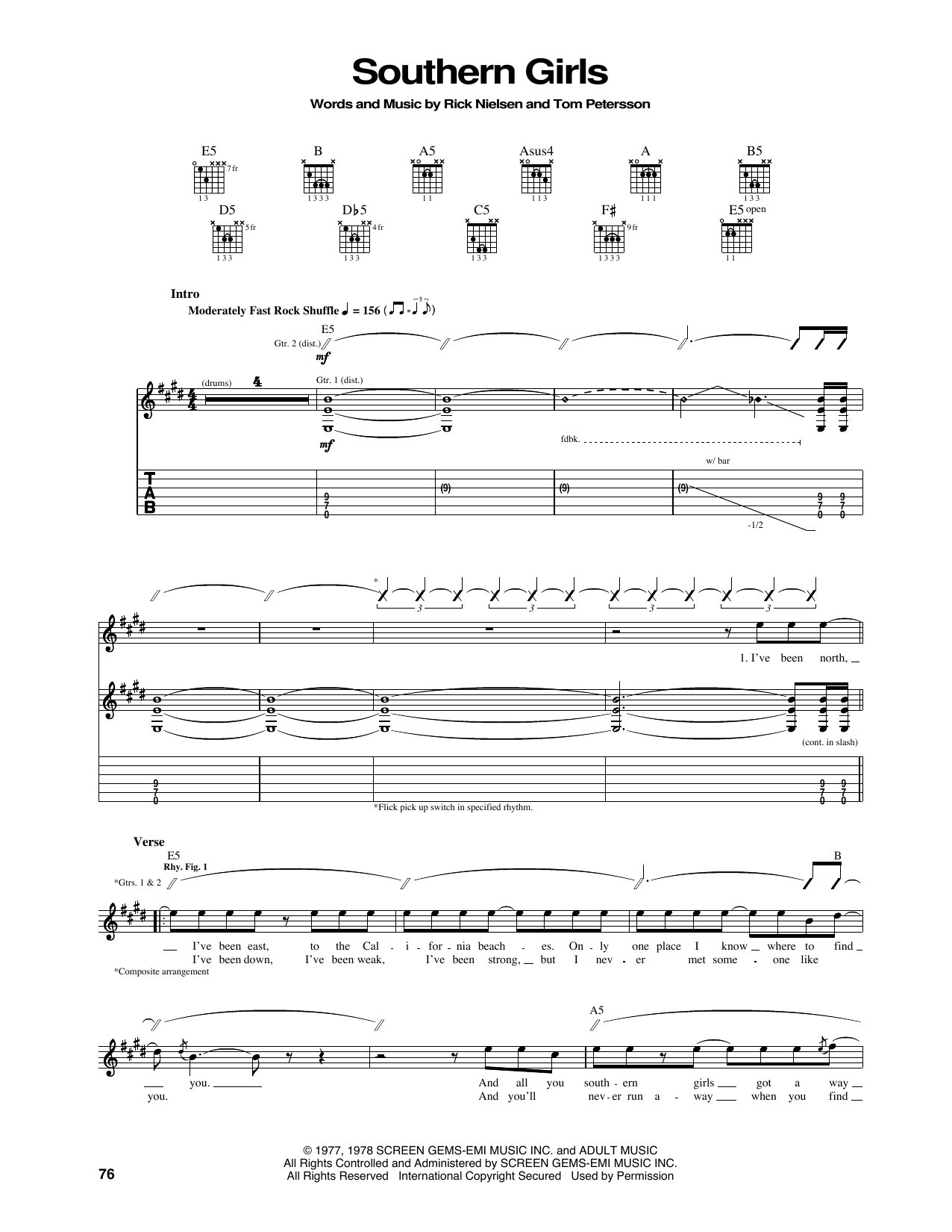 Learn to play Cheap Trick Southern Girls sheet music for Guitar Tab in minutes. Price: 7.8900$ Cheap Trick Southern Girls sheet music notes and chords arranged for Guitar Tab