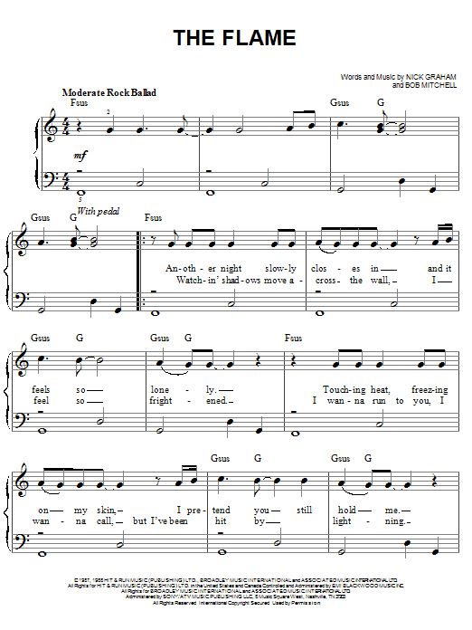 Cheap Trick The Flame sheet music notes and chords. Download Printable PDF.