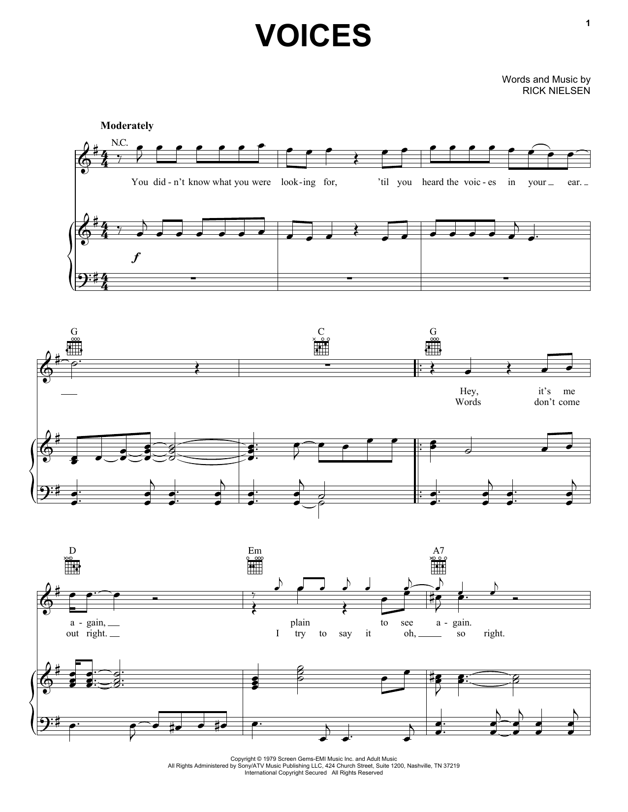 Cheap Trick Voices sheet music notes and chords. Download Printable PDF.