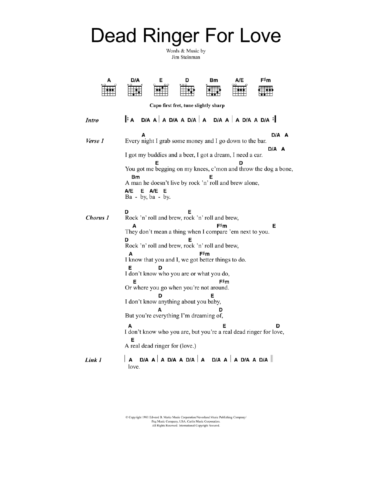 Cher Dead Ringer For Love sheet music notes and chords. Download Printable PDF.