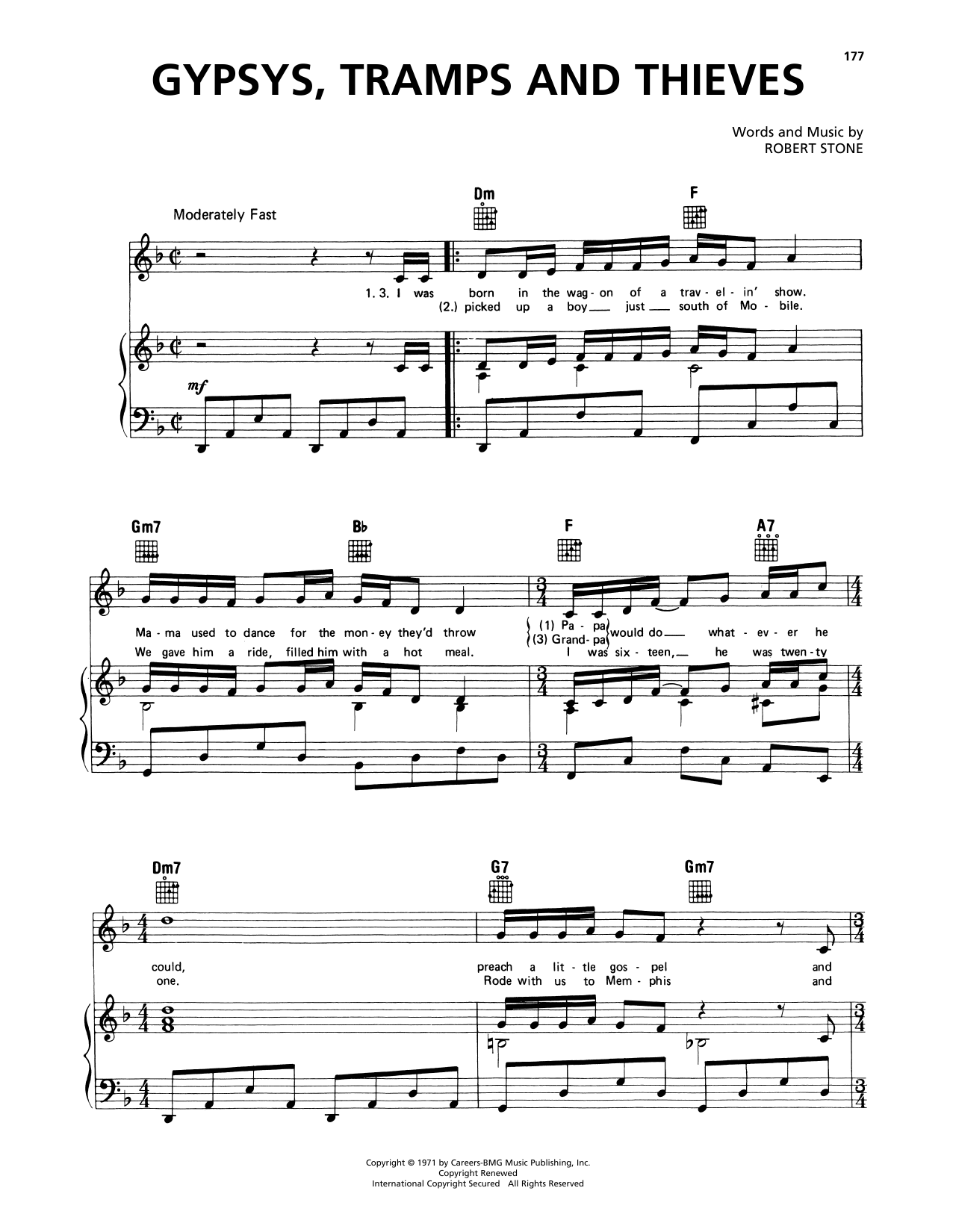 Cher Gypsys, Tramps And Thieves sheet music notes and chords. Download Printable PDF.