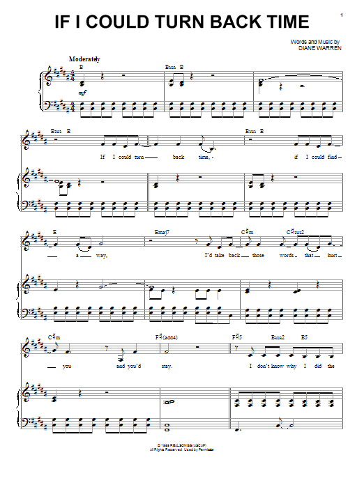 Cher If I Could Turn Back Time sheet music notes and chords. Download Printable PDF.