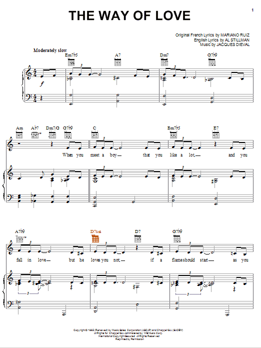 Learn to play Cher The Way Of Love sheet music for Piano, Vocal & Guitar Chords (Right-Hand Melody) in minutes. Price: 6.9900$ Cher The Way Of Love sheet music notes and chords arranged for Piano, Vocal & Guitar Chords (Right-Hand Melody)