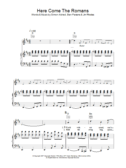 Learn to play Cherry Ghost Here Come The Romans sheet music for Piano, Vocal & Guitar Chords in minutes. Price: 7.8900$ Cherry Ghost Here Come The Romans sheet music notes and chords arranged for Piano, Vocal & Guitar Chords