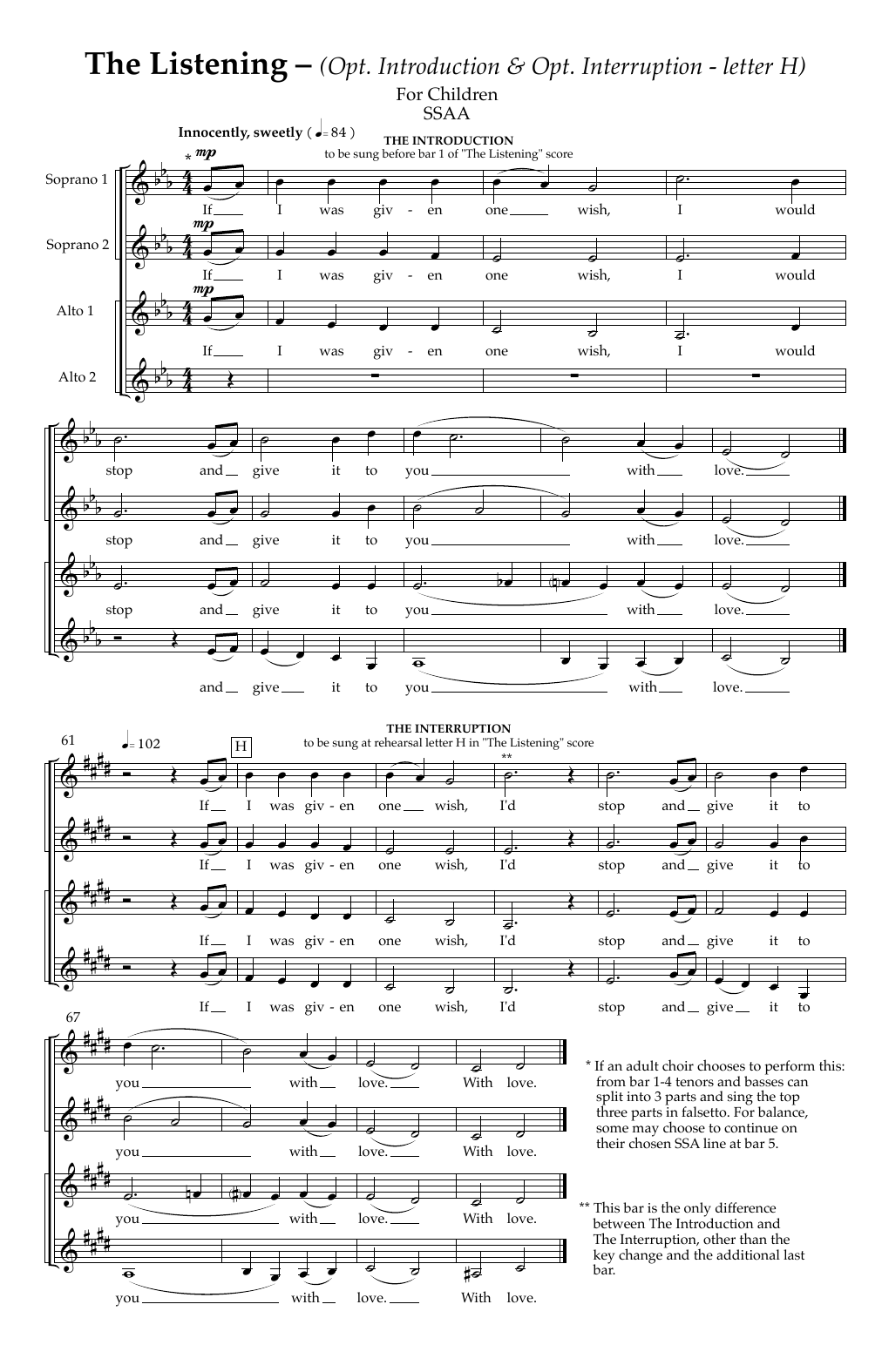 Cheryl Engelhardt The Listening sheet music notes and chords arranged for SSATB Choir
