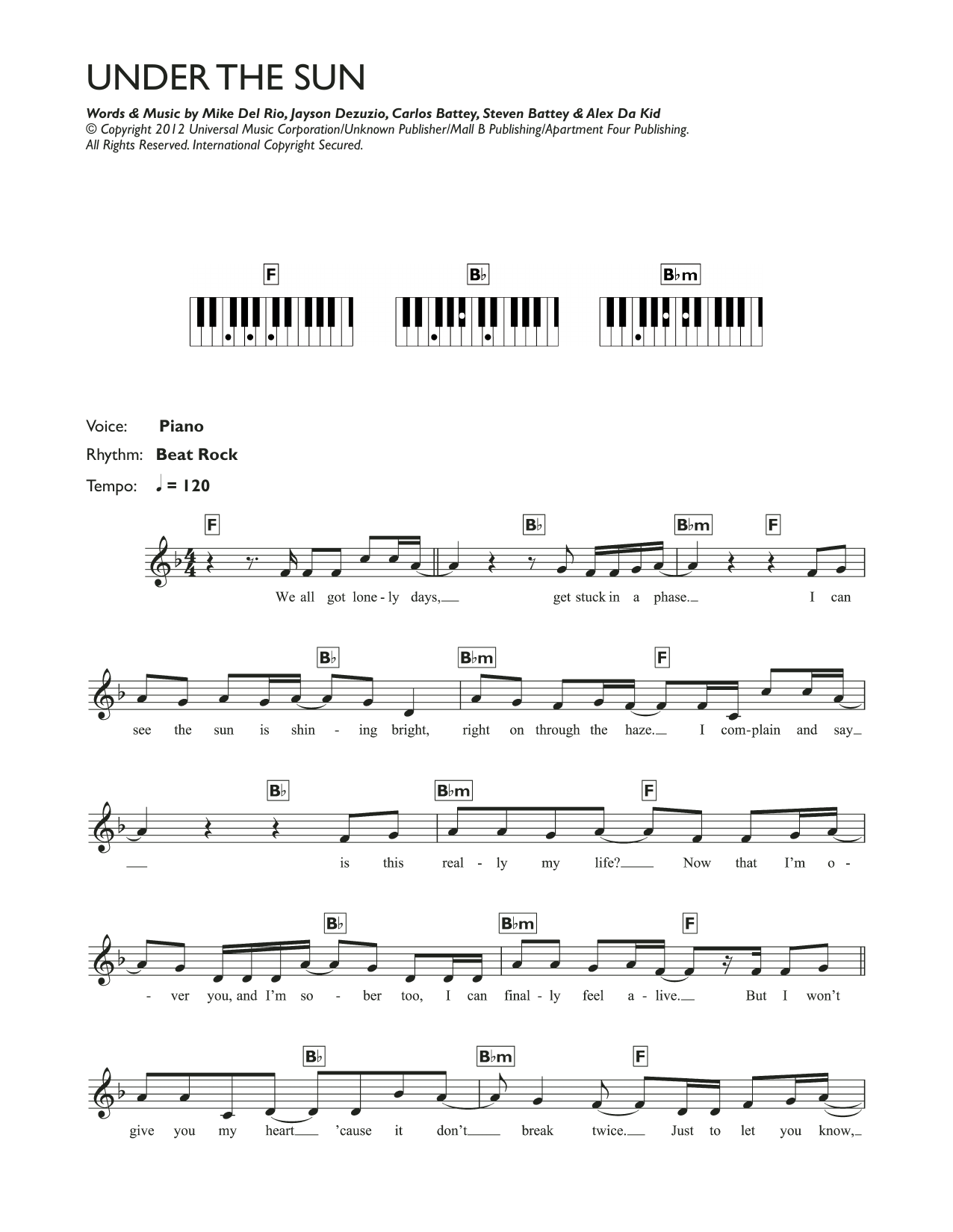 Learn to play Cheryl Under The Sun sheet music for Piano Chords/Lyrics in minutes. Price: 4.4900$ Cheryl Under The Sun sheet music notes and chords arranged for Piano Chords/Lyrics