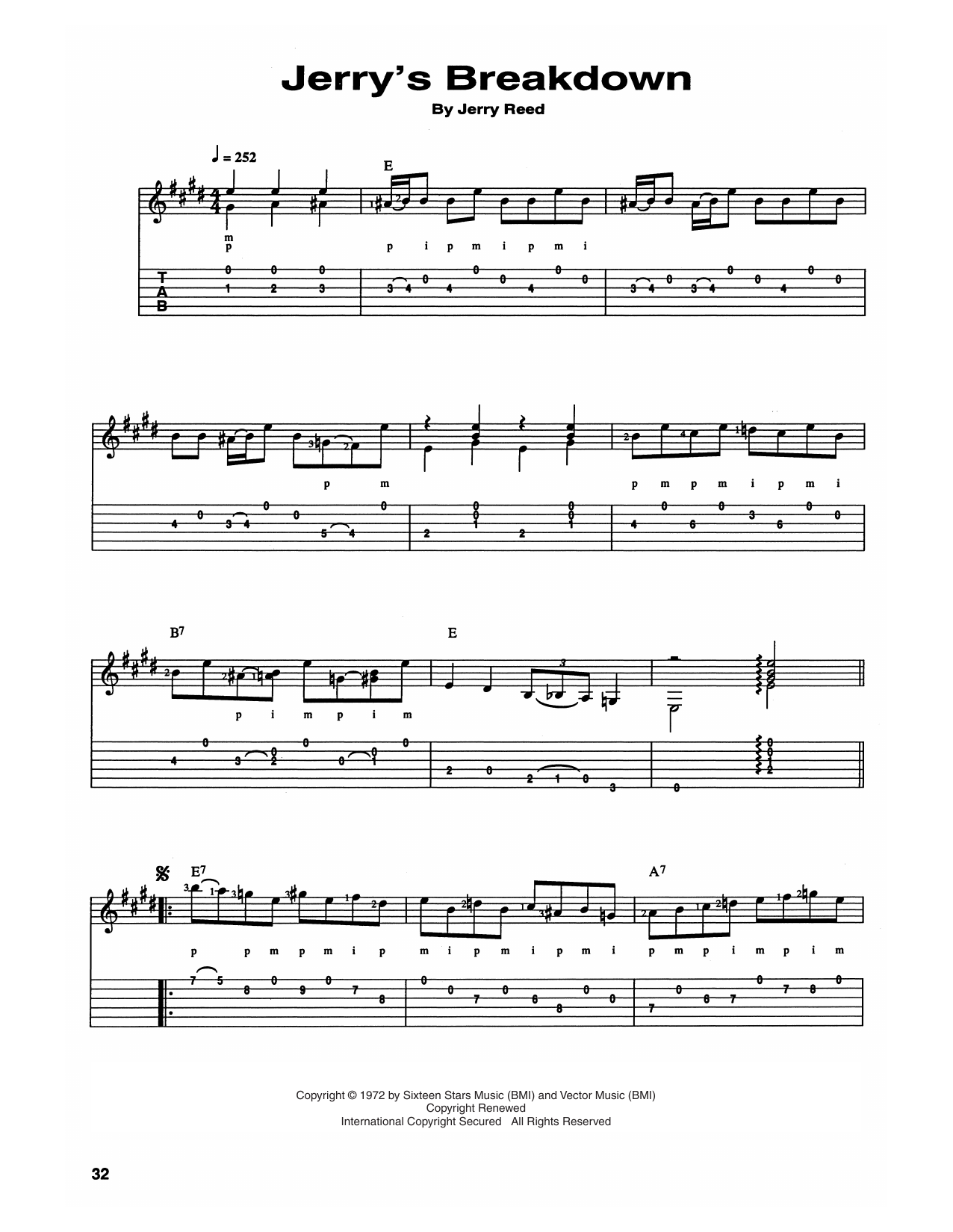 Chet Atkins and Jerry Reed Jerry's Breakdown sheet music notes and chords. Download Printable PDF.