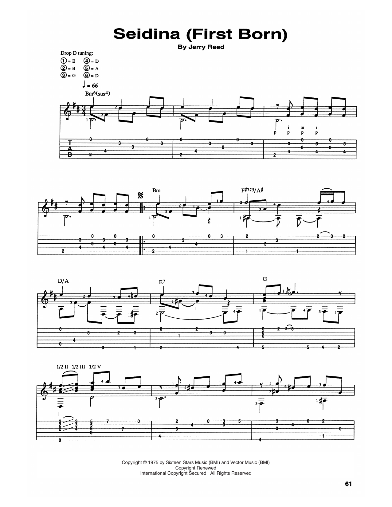 Learn to play Chet Atkins and Jerry Reed Seidina (First Born) sheet music for Guitar Tab in minutes. Price: 7.8900$ Chet Atkins and Jerry Reed Seidina (First Born) sheet music notes and chords arranged for Guitar Tab