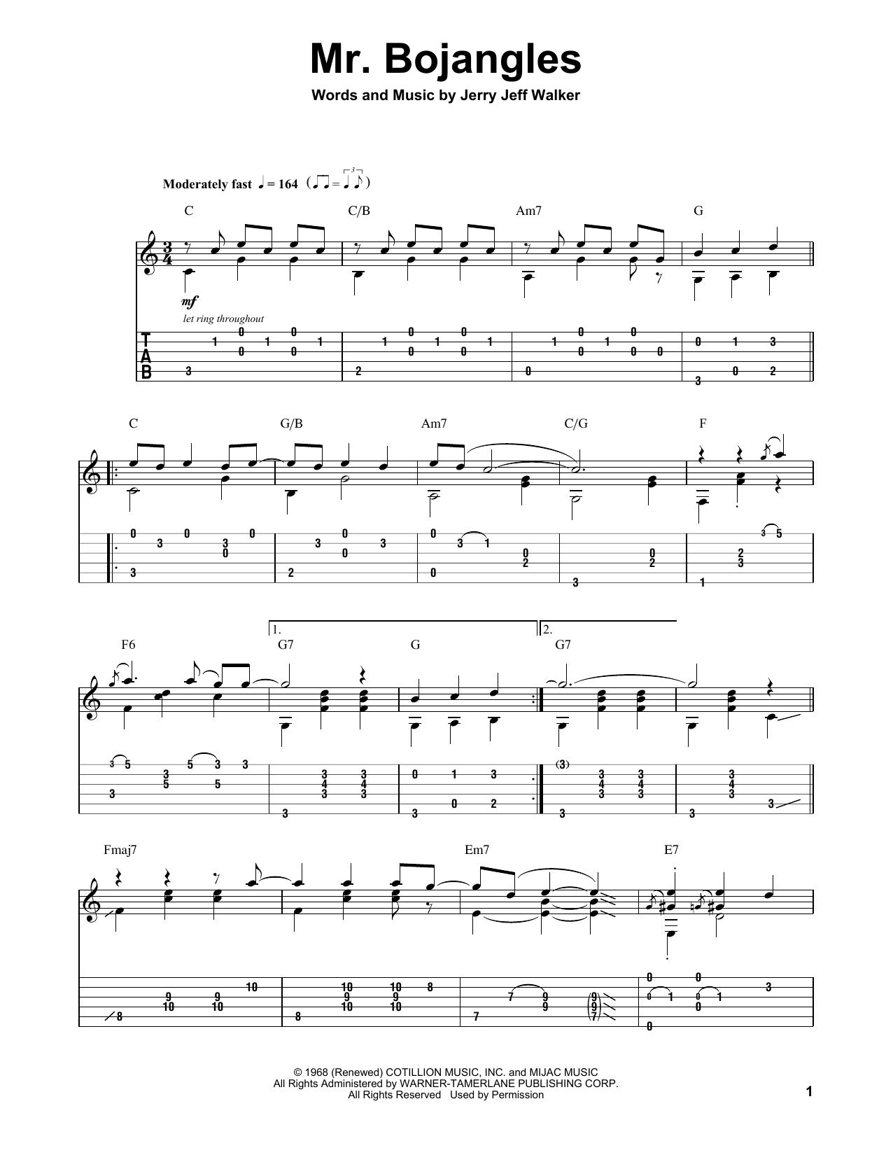 Chet Atkins Mr. Bojangles sheet music notes and chords. Download Printable PDF.