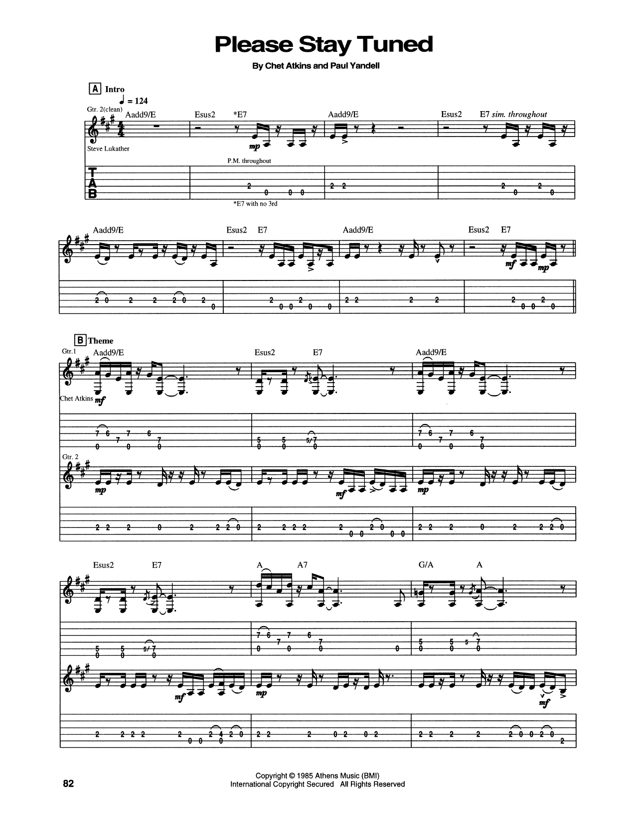 Learn to play Chet Atkins Please Stay Tuned sheet music for Guitar Tab in minutes. Price: 7.8900$ Chet Atkins Please Stay Tuned sheet music notes and chords arranged for Guitar Tab