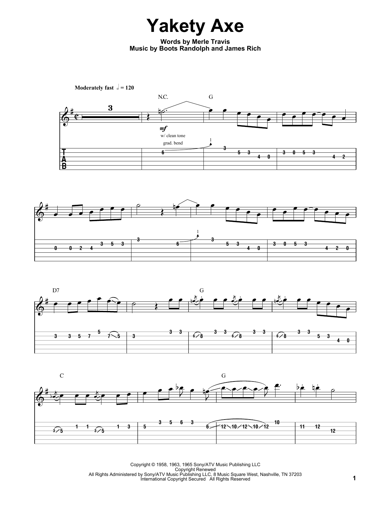 Chet Atkins Yakety Axe sheet music notes and chords. Download Printable PDF.