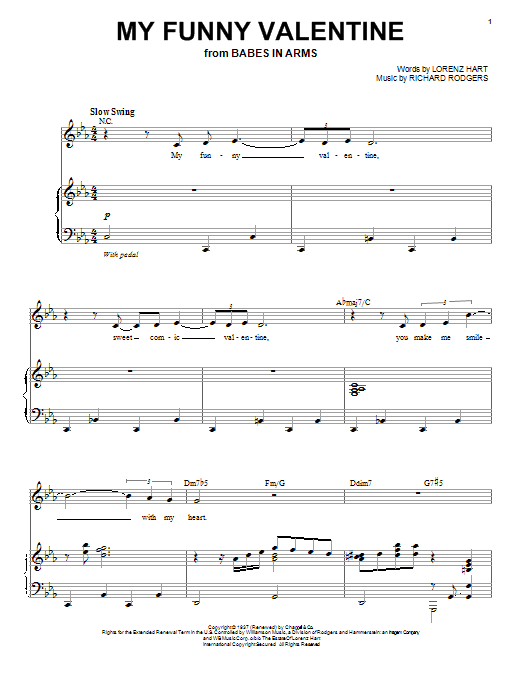 Chet Baker My Funny Valentine sheet music notes and chords. Download Printable PDF.