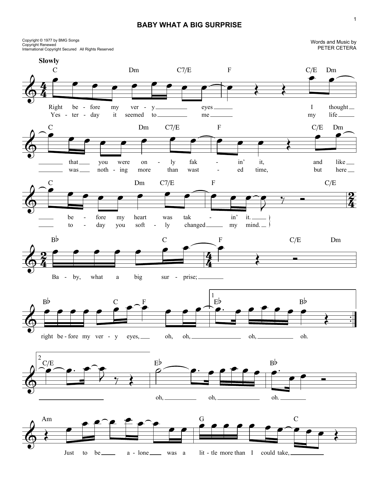 Chicago Baby What A Big Surprise sheet music notes and chords. Download Printable PDF.