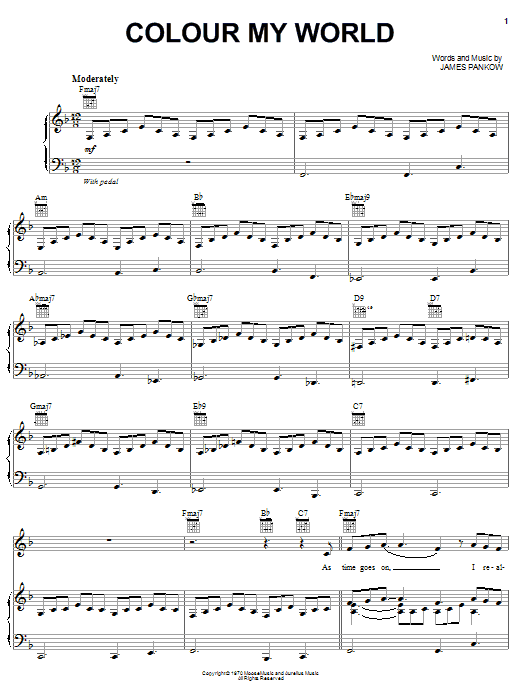 Chicago Colour My World sheet music notes and chords. Download Printable PDF.