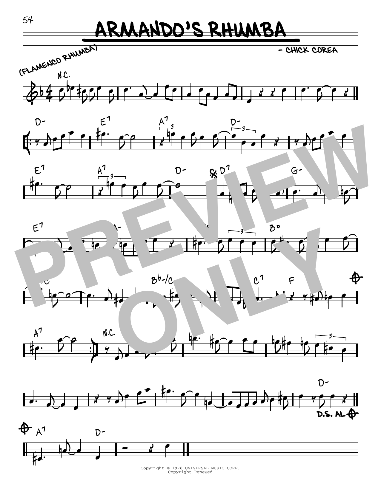 Chick Corea Armando's Rhumba sheet music notes and chords. Download Printable PDF.