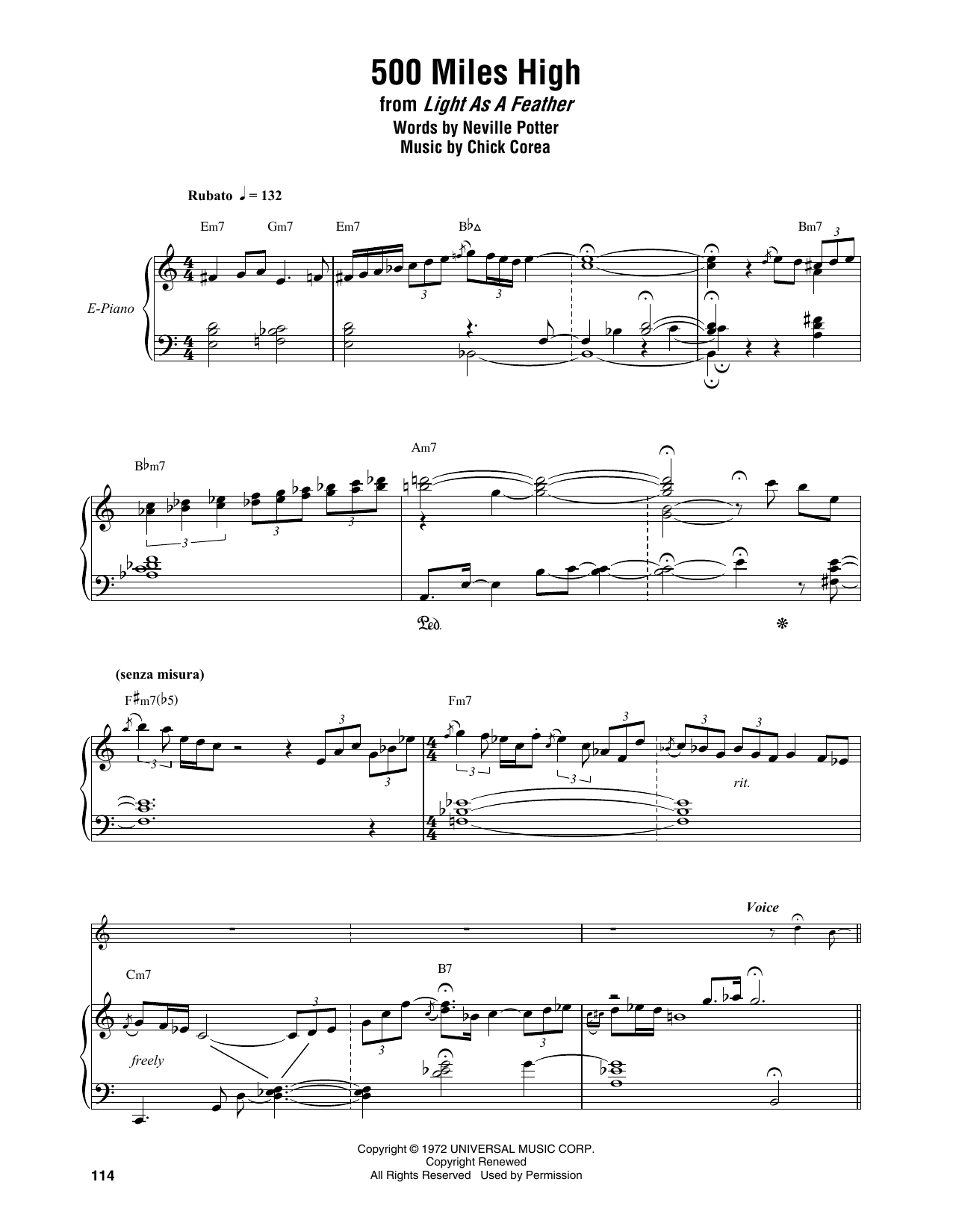 Chick Corea Elektric Band 500 Miles High sheet music notes and chords. Download Printable PDF.