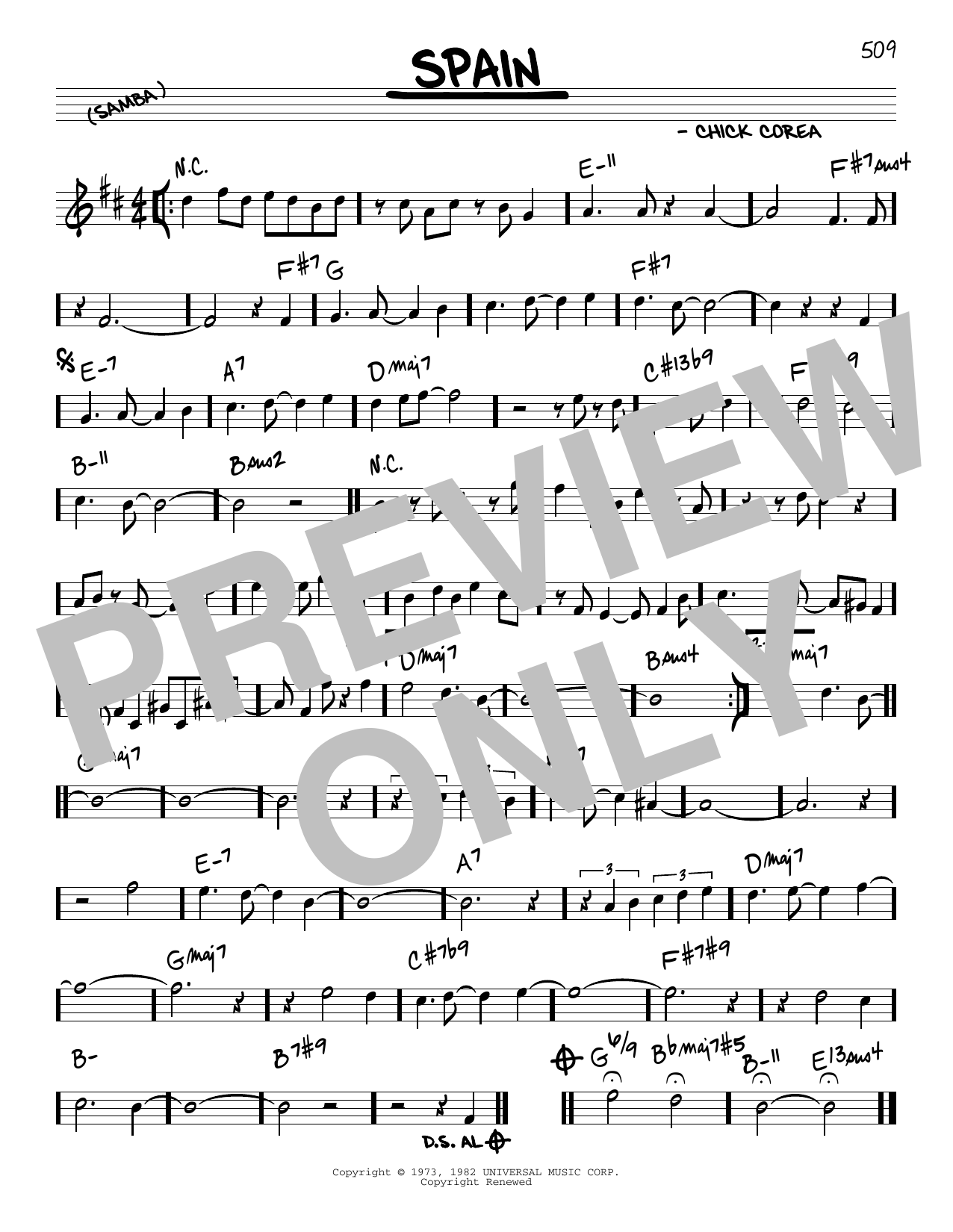 Chick Corea Spain sheet music notes and chords. Download Printable PDF.