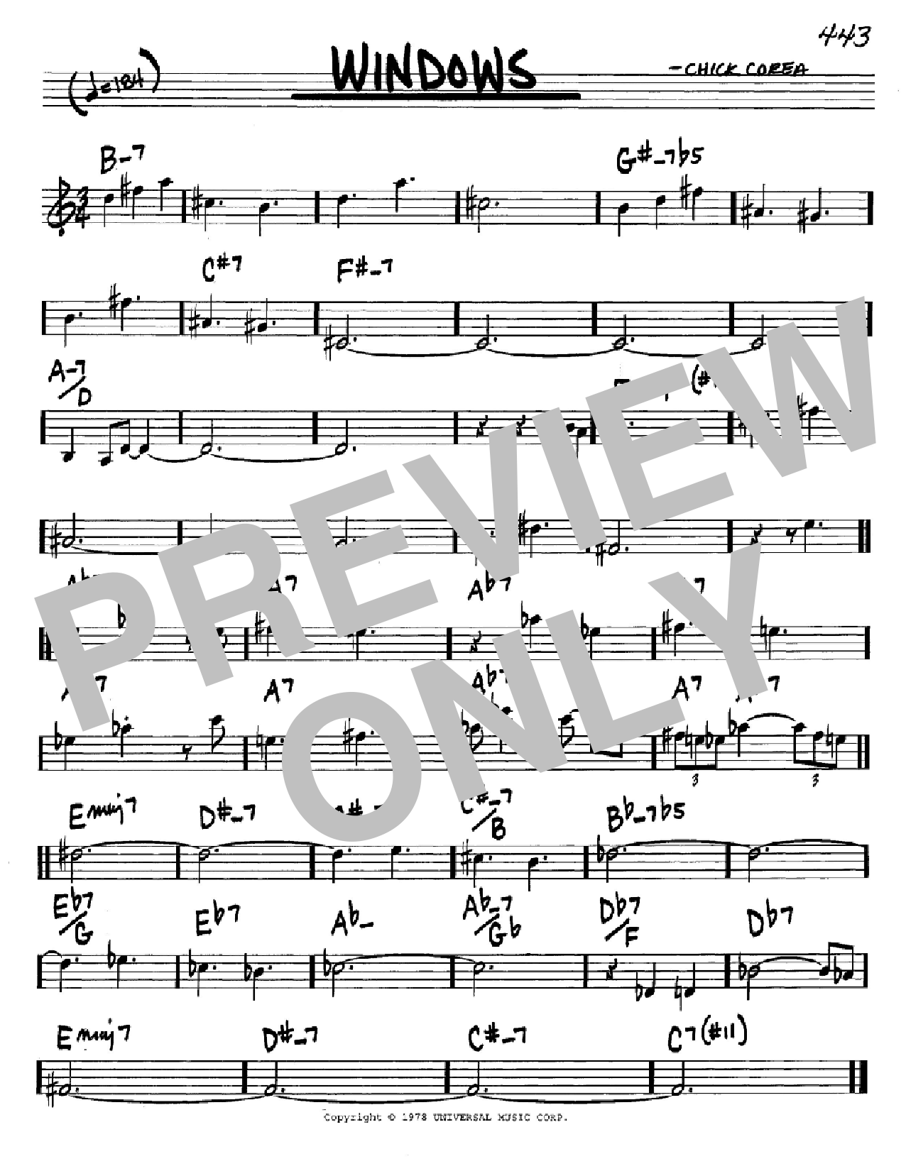 Chick Corea Windows sheet music notes and chords. Download Printable PDF.