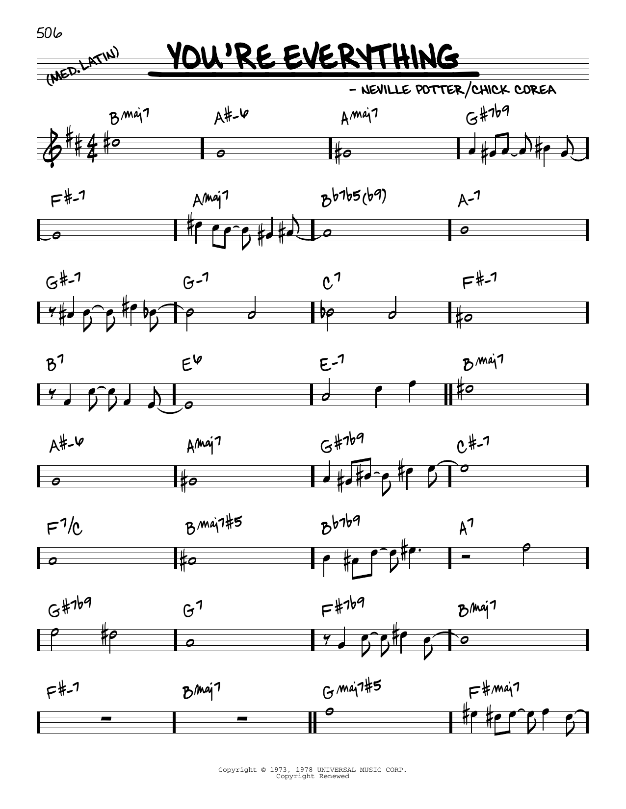 Chick Corea You're Everything sheet music notes and chords. Download Printable PDF.