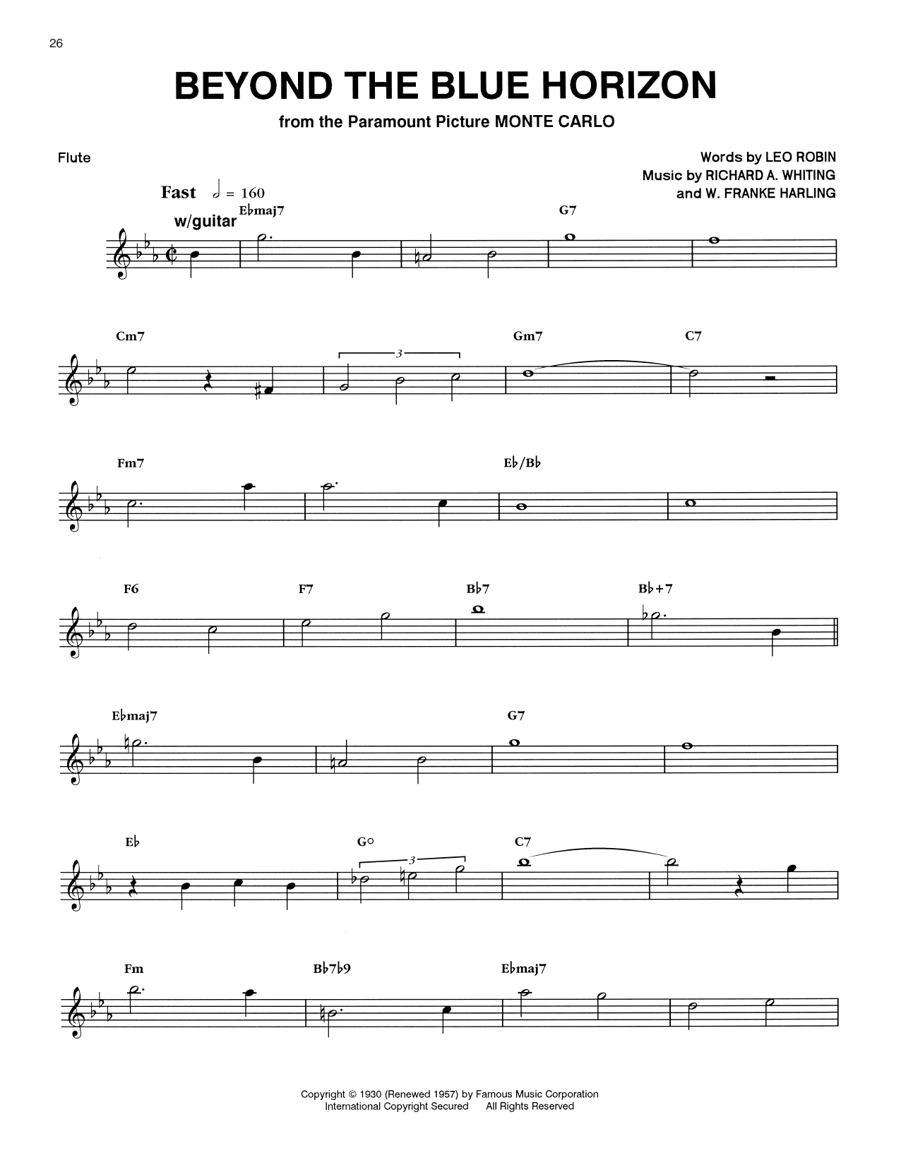 Learn to play Chico Hamilton Beyond The Blue Horizon sheet music for Flute Transcription in minutes. Price: 5.9900$ Chico Hamilton Beyond The Blue Horizon sheet music notes and chords arranged for Flute Transcription