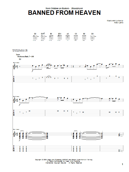 Learn to play Children Of Bodom Banned From Heaven sheet music for Guitar Tab in minutes. Price: 7.8900$ Children Of Bodom Banned From Heaven sheet music notes and chords arranged for Guitar Tab