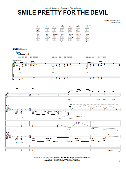 Learn to play Children Of Bodom Smile Pretty For The Devil sheet music for Guitar Tab in minutes. Price: 7.8900$ Children Of Bodom Smile Pretty For The Devil sheet music notes and chords arranged for Guitar Tab