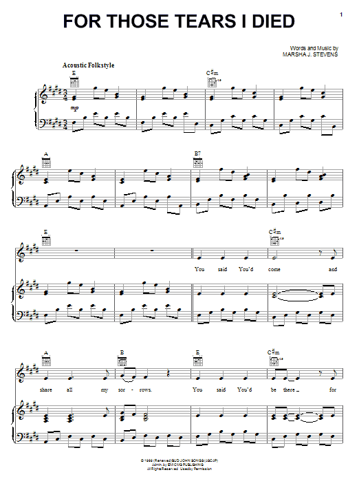 Learn to play Children Of The Day For Those Tears I Died sheet music for Piano, Vocal & Guitar Chords (Right-Hand Melody) in minutes. Price: 7.8900$ Children Of The Day For Those Tears I Died sheet music notes and chords arranged for Piano, Vocal & Guitar Chords (Right-Hand Melody)