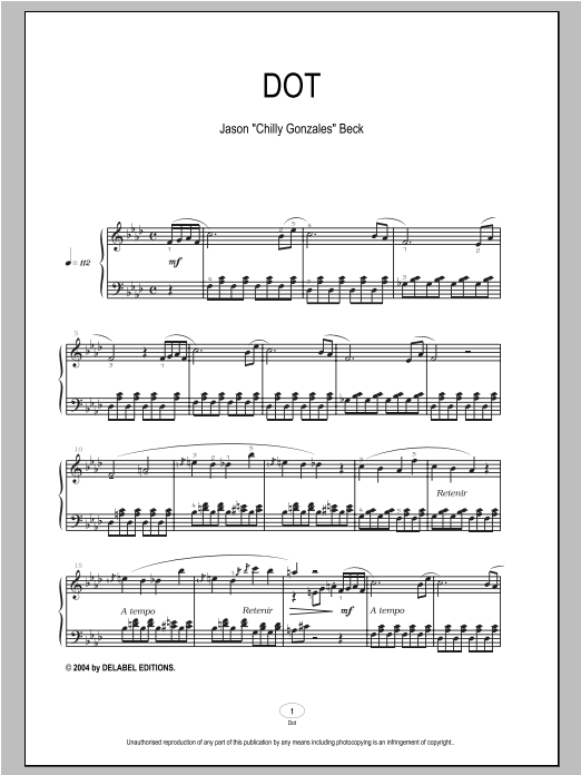 Chilly Gonzales Dot sheet music notes and chords. Download Printable PDF.