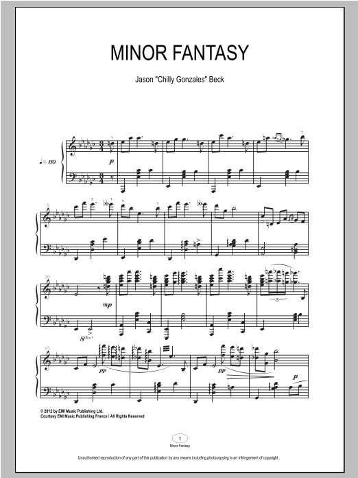 Chilly Gonzales Minor Fantasy sheet music notes and chords. Download Printable PDF.