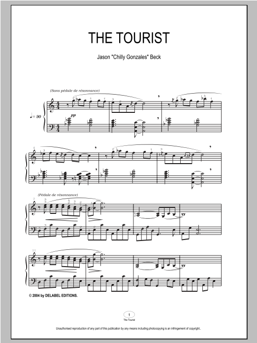 Learn to play Chilly Gonzales The Tourist sheet music for Piano Solo in minutes. Price: 7.8900$ Chilly Gonzales The Tourist sheet music notes and chords arranged for Piano Solo