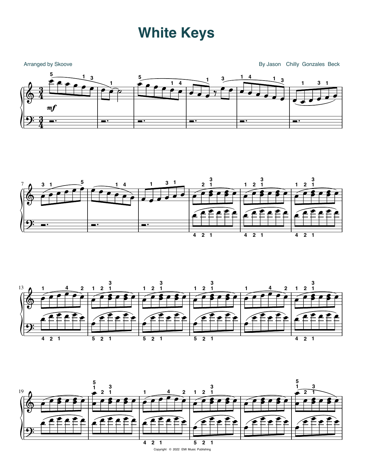 Chilly Gonzales White Keys (arr. Skoove) sheet music notes and chords. Download Printable PDF.