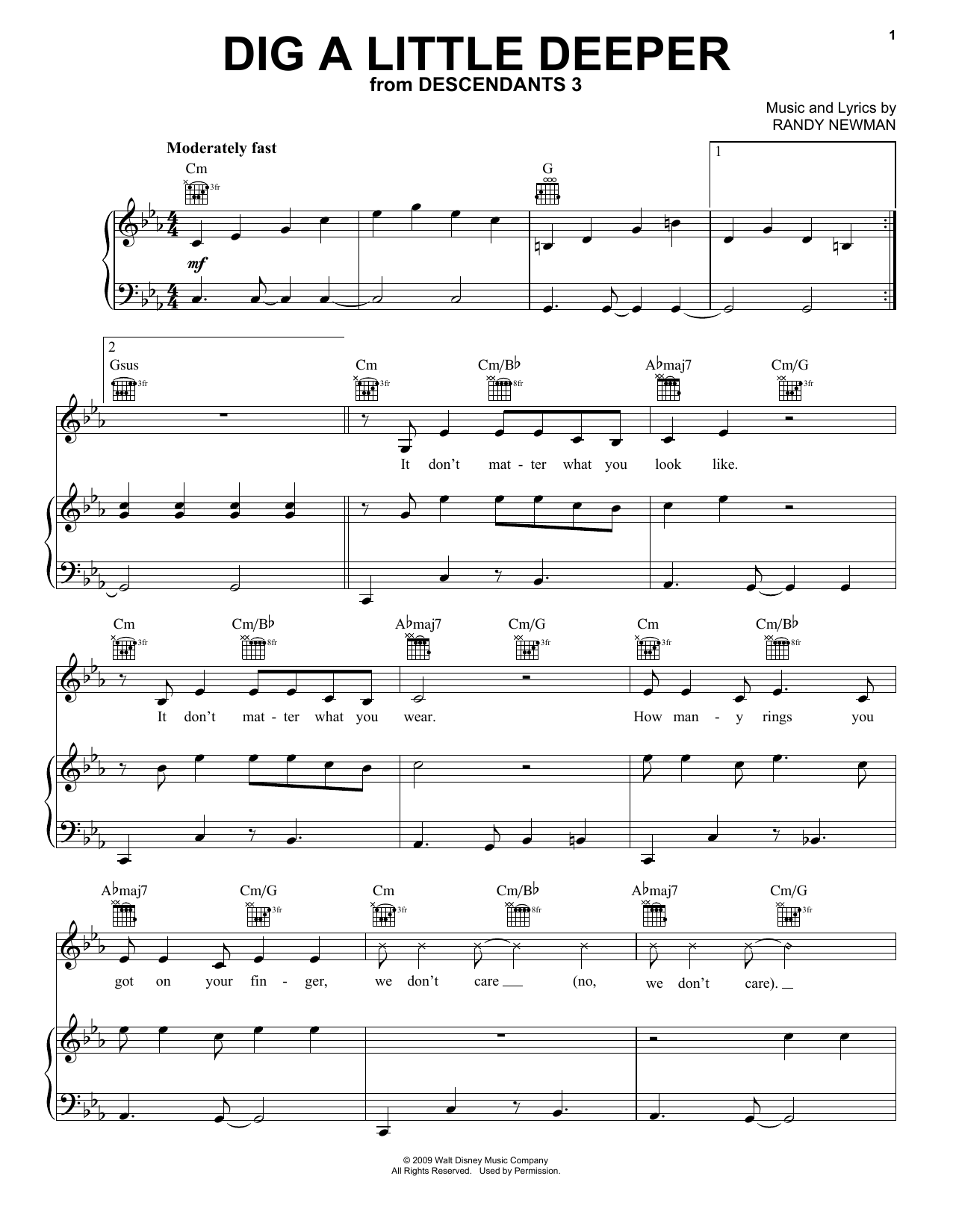 Learn to play China Anne McClain Dig A Little Deeper (from Disney's Descendants 3) sheet music for Piano, Vocal & Guitar Chords (Right-Hand Melody) in minutes. Price: 7.8900$ China Anne McClain Dig A Little Deeper (from Disney's Descendants 3) sheet music notes and chords arranged for Piano, Vocal & Guitar Chords (Right-Hand Melody)